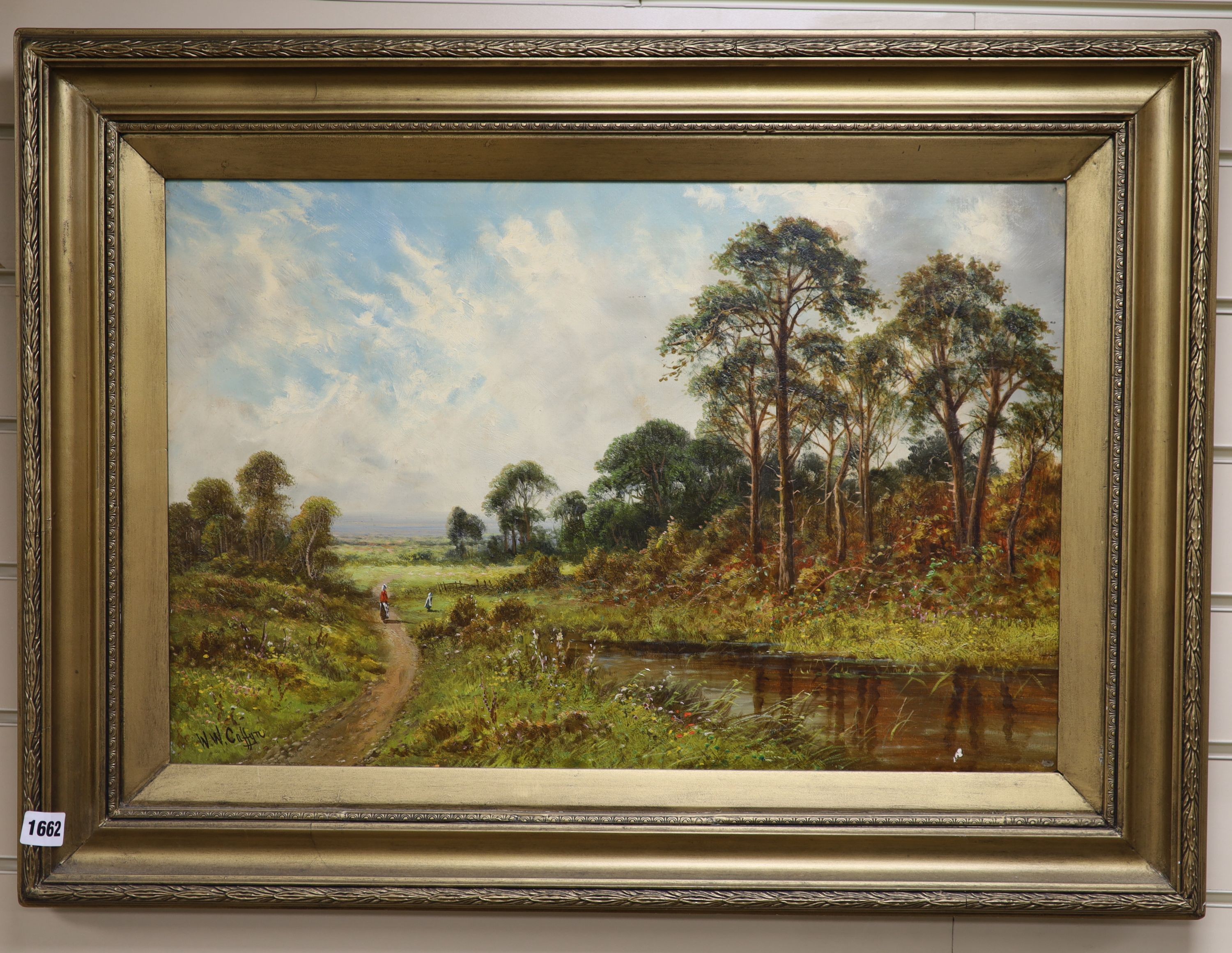 Walter Wallor Caffyn (1845-1898), oil on canvas, River landscape, signed, 40 x 60cm.